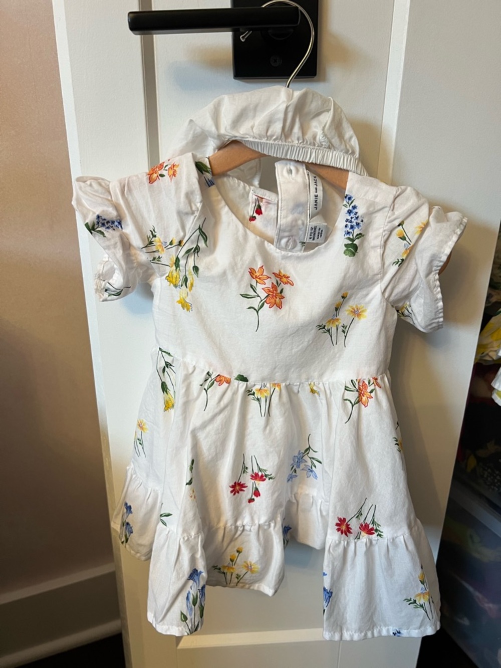 Janie and Jack White Floral Tiered Dress with Hood